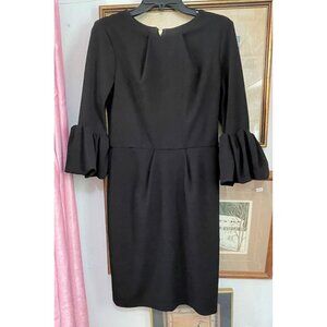 Betsy and Adam Black Dramatic Bell Sleeve Zip Back LDB Cocktail Dress